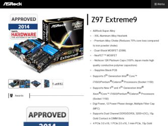 Z97 Extreme9 driver download page on the ASRock site