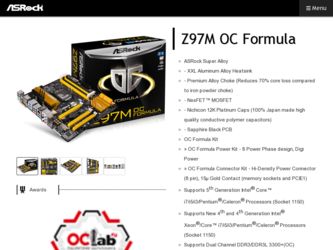 Z97M OC Formula driver download page on the ASRock site