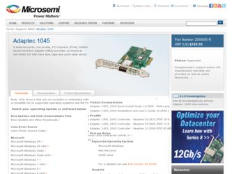 1045 driver download page on the Adaptec site