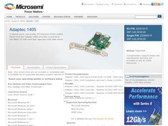 1405 driver download page on the Adaptec site