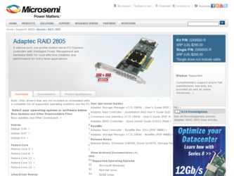 2805 driver download page on the Adaptec site