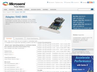 3805 driver download page on the Adaptec site