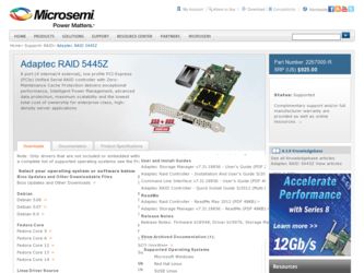5445Z driver download page on the Adaptec site