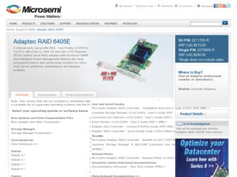 6405E driver download page on the Adaptec site