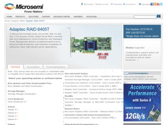 6405T driver download page on the Adaptec site