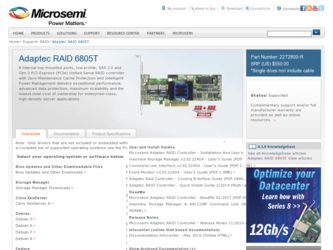 6805T driver download page on the Adaptec site