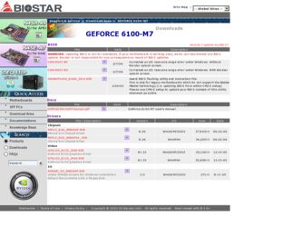 GEFORCE 6100-M7 driver download page on the Biostar site