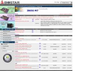 I865G-M7 driver download page on the Biostar site