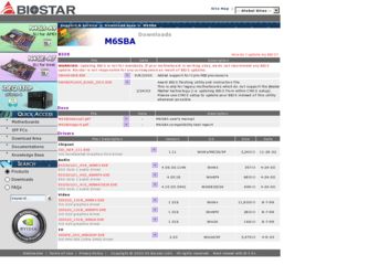 M6SBA driver download page on the Biostar site