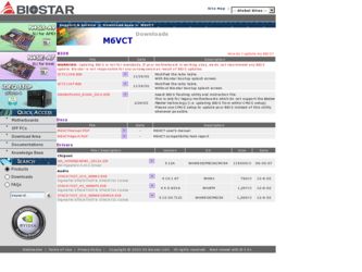 M6VCT driver download page on the Biostar site