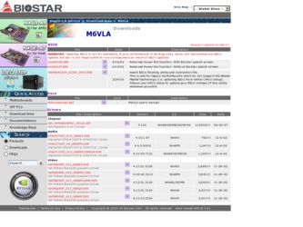 M6VLA driver download page on the Biostar site