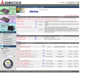 M6VSA driver download page on the Biostar site