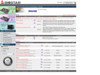M6VSB driver download page on the Biostar site