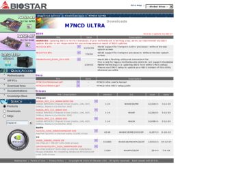 M7NCD ULTRA driver download page on the Biostar site