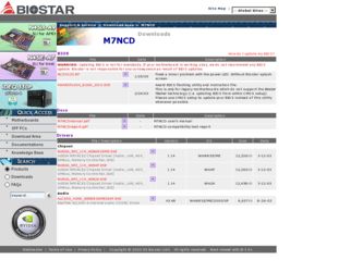 M7NCD driver download page on the Biostar site