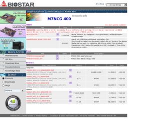 M7NCG 400 driver download page on the Biostar site