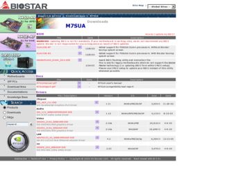 M7SUA driver download page on the Biostar site