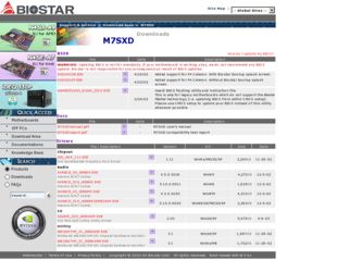 M7SXD driver download page on the Biostar site