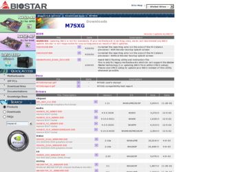 M7SXG driver download page on the Biostar site
