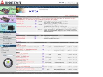 M7TDA driver download page on the Biostar site