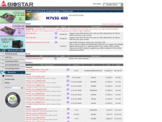 M7VIG 400 driver download page on the Biostar site