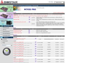 M7VIG driver download page on the Biostar site