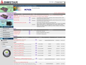 M7VIK driver download page on the Biostar site