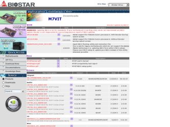 M7VIT driver download page on the Biostar site