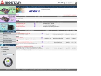 M7VIW D driver download page on the Biostar site