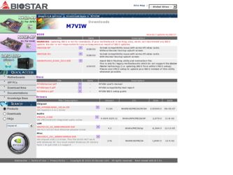 M7VIW driver download page on the Biostar site