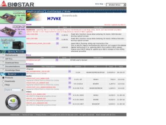 M7VKE driver download page on the Biostar site