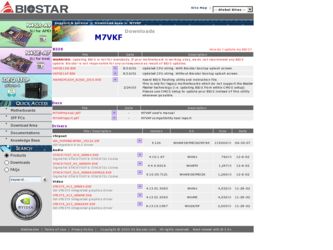 M7VKF driver download page on the Biostar site