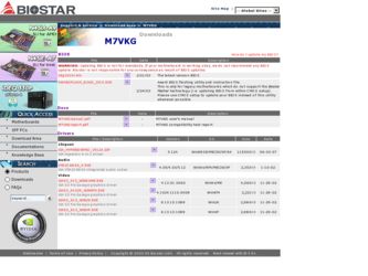 M7VKG driver download page on the Biostar site