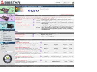 NF325-A7 driver download page on the Biostar site