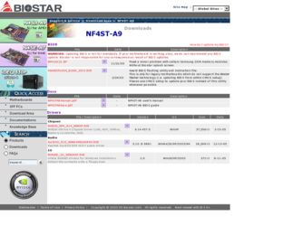 NF4ST-A9 driver download page on the Biostar site