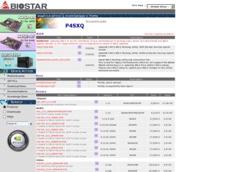 P4SXQ driver download page on the Biostar site