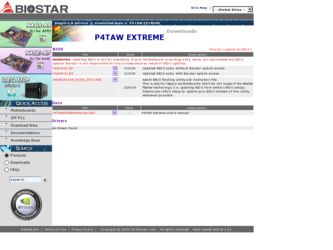 P4TAW EXTREME driver download page on the Biostar site