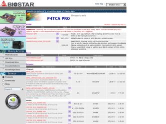 P4TCA PRO driver download page on the Biostar site
