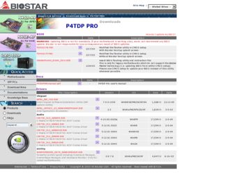 P4TDP PRO driver download page on the Biostar site