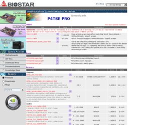 P4TSE PRO driver download page on the Biostar site