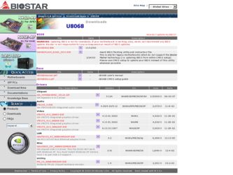 U8068 driver download page on the Biostar site