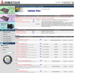 U8568 PRO driver download page on the Biostar site