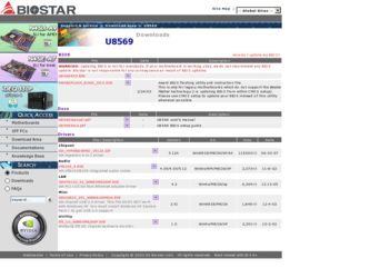 U8569 driver download page on the Biostar site