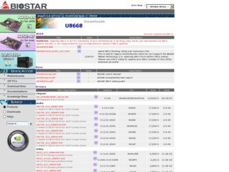 U8668 driver download page on the Biostar site