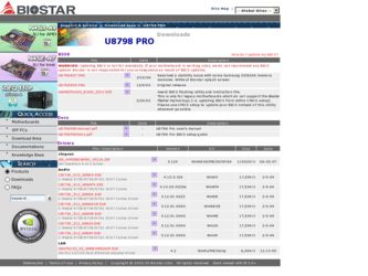 U8798 PRO driver download page on the Biostar site