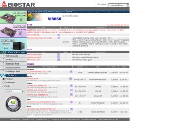 U8868 driver download page on the Biostar site