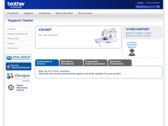CS-100T driver download page on the Brother International site