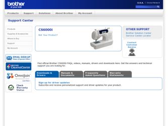 CS6000i driver download page on the Brother International site
