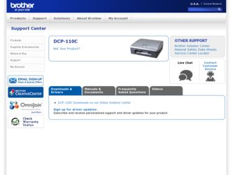 DCP 110c driver download page on the Brother International site