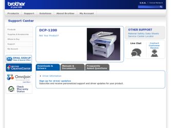 DCP 1200 driver download page on the Brother International site